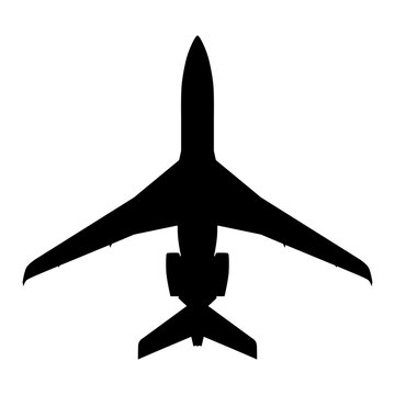 Dassault Falcon 8X Trijet Ultra-Long-Range Business Jet Plan View Silhouette Black Isolated White