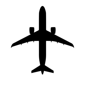 COMAC C919 Chinese Narrow-Body Twin-Engine Airliner Plan View Silhouette Black Isolated White