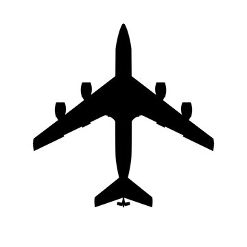 Boeing KC-135 Stratotanker Aerial Refuelling Tanker Plan View Silhouette Black Isolated White