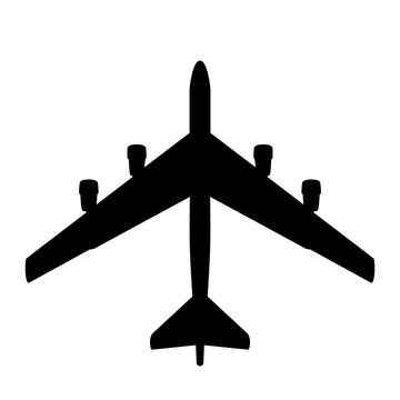 Boeing B-52 Stratofortress Eight-Engine Strategic Bomber Plan View Silhouette Black Isolated White