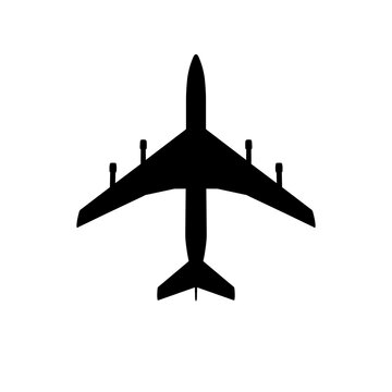 Boeing 707 Jet Age Pioneer Four-Engine Swept-Wing Airliner Plan View Silhouette Black Isolated White