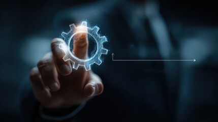 Maximize productivity and time management with glowing gears icon in business environment for efficient work strategies