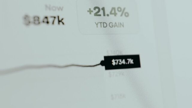 Financial dashboard summary showing investment performance