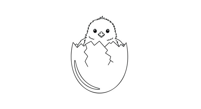 Vector illustration of a cute chick hatching from egg