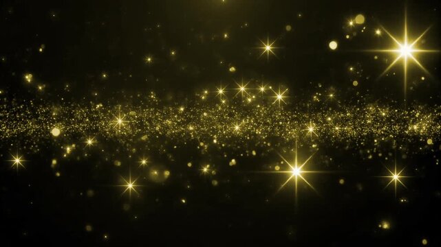 Luxury Gold Sparkling Particles with Elegant Slow Motion Glitters