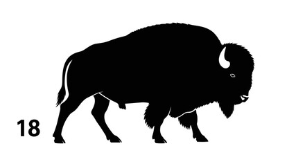 Obraz premium Bison Walking Silhouette Side View.