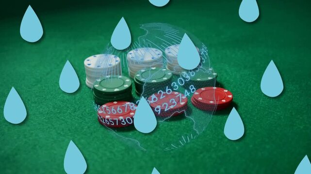Animation of waterdrops and globe over chips