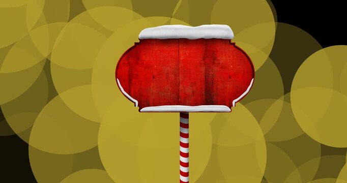 Animation of road sign with copy space over light spots on black backrgound