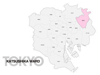 Fototapeta premium 東京都葛飾区の位置地図 区名有り 02