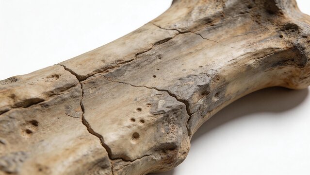 Closeup of an ancient cracked bone