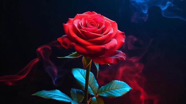 Red rose with dark background