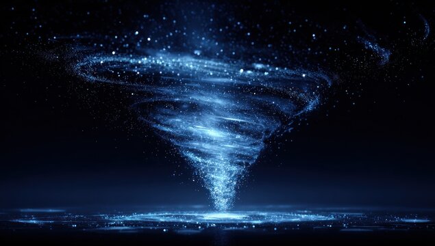 Swirling Tornado Vortex with Glowing Lights.