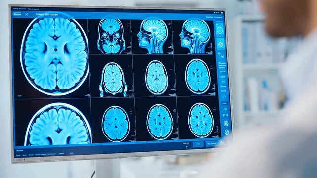Medical brain scans displayed on monitor