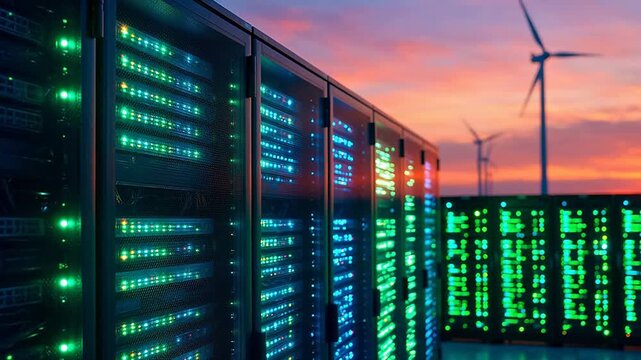 Server racks with wind turbines