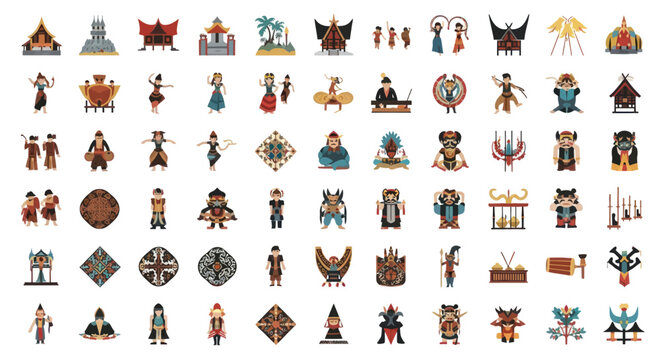 vintage slavic mythological symbols and characters