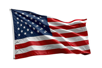 Fototapeta premium United states of america flag gently waving, showing its red, white, and blue colors against a transparent background