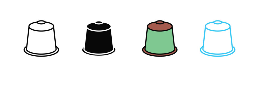Single Serve Coffee Capsule Icon for Espresso Pods, Caf&eacute; Beverages, and Kitchen Appliance Accessories. Symbol Vector Illustration.