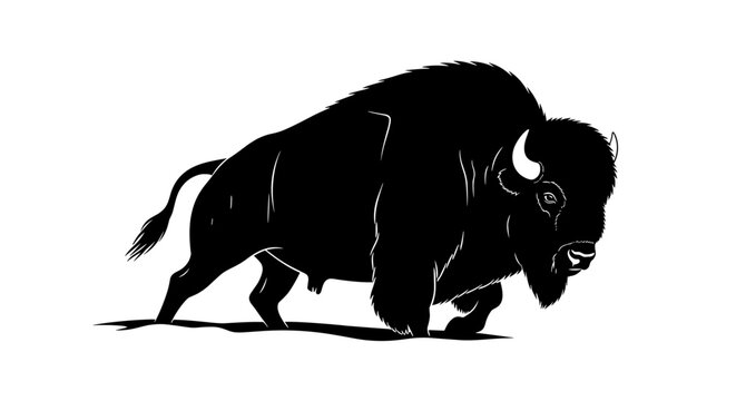 Black bison silhouette illustration.