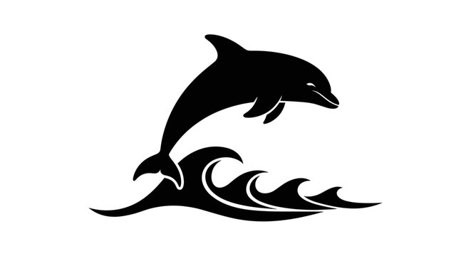 Black dolphin jumping out water 1.