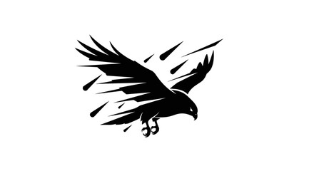 Fototapeta premium Black Eagle in Flight Silhouette.
