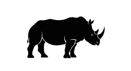 Obraz premium Black Rhino Silhouette Standing Alone.