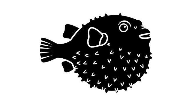Black puffer fish side view.