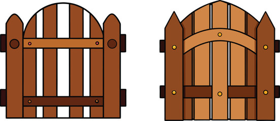 The antique wooden door stands as a vintage entrance to the old house, featuring a brown frame and classic architectural design © Mdsharaf