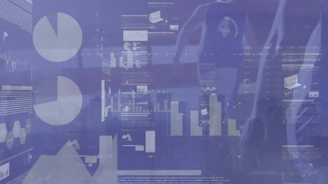 Animation of statistics and data processing over basketball game