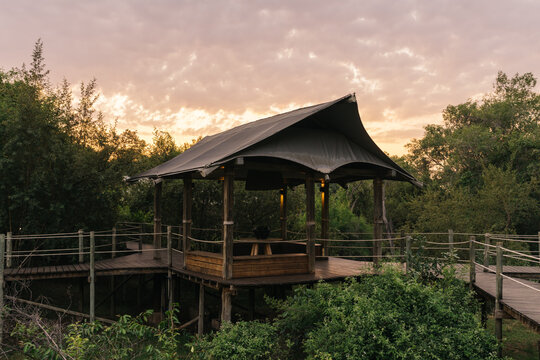 wooden bridge over the river