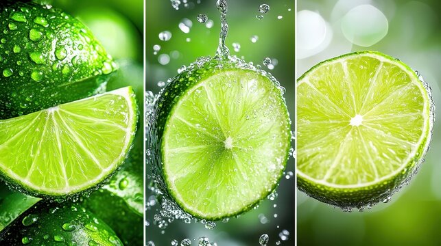 Fresh limes submerged in clear water vibrant green citrus fruit floating underwater