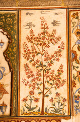 Naklejka premium Detail of decoration and on the wall of Itmad-Ud-Daulah's tomb, Agra, Uttar Pradesh, India.