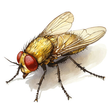 watercolor of Fruit Fly, vector, isolated on a white background.