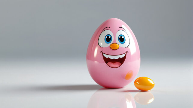 Pinkes Ei mit Gesicht