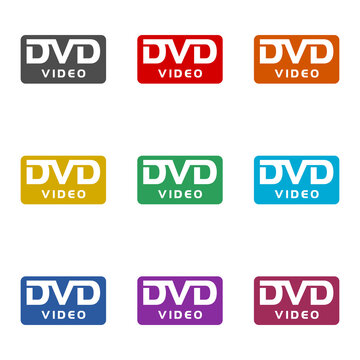 DVD Video icon isolated on white background. Set icons colorful