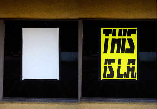 Real photo of urban poster in Los Angeles. PSD mockup.