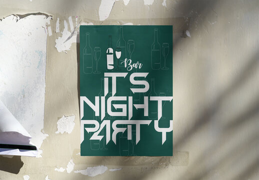 Real photo of Vibrant Green Guerrilla poster. PSD mockup.