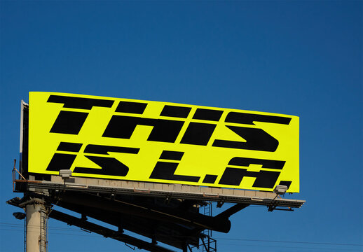 Real photo of Bulletin Billboard in Los Angeles Sky. PSD mockup.