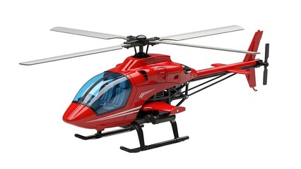 Fototapeta premium A red toy helicopter on transparent background
