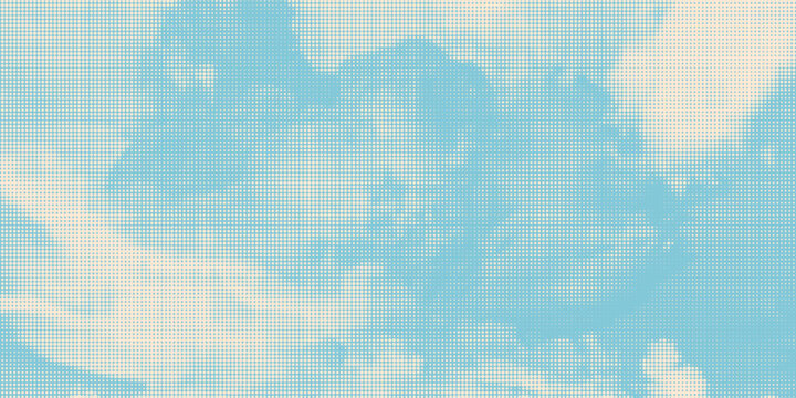 Retro sky pattern. Abstract halftone grunge texture background image. Line art vintage vector background. Blue sky in engraving style.