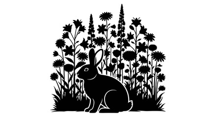 Obraz premium Black silhouette of a rabbit 4.