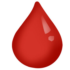 Fototapeta premium A large red blood droplet in the center stands on a background. 