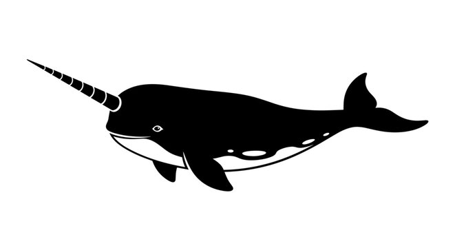Black silhouette of a narwhal 1.