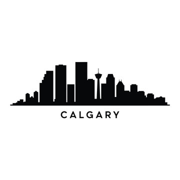 Minimalist black silhouette of the calgary skyline with city name below
