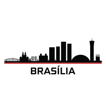 Bras lia skyline silhouette with the city name prominently displayed below