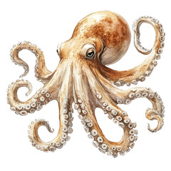 Octopus, watercolor clipart vector, isolated on a white background. © azendia