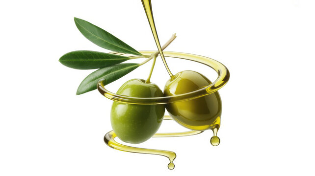 Green olives with olive oil pouring over them