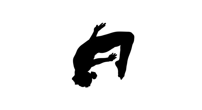 Silhouette of a Gymnast Performing a Backflip