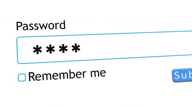 User enters a password on a website form in a browser with a white background. A hacker attempts to access personal information on the computer.