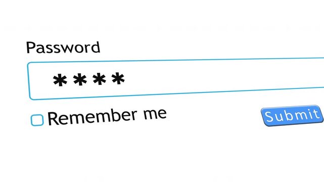 A person types a password into a website form on a computer screen. The hacker monitors the input to steal the account information for malicious purposes.