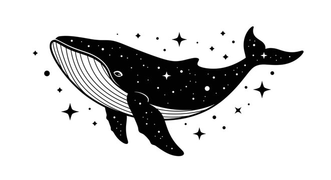 Black Whale with Starry Pattern.